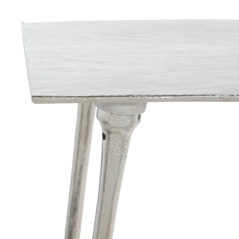 Silver Aluminum Glam Console Table, 50" x 15" x 31"