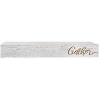 Whitewashed "Gather" Text Engraving Floating Wall Shelf