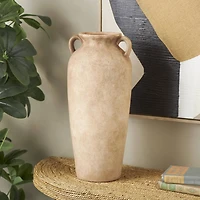 20" Brown Antique Ceramic Vase with Handles