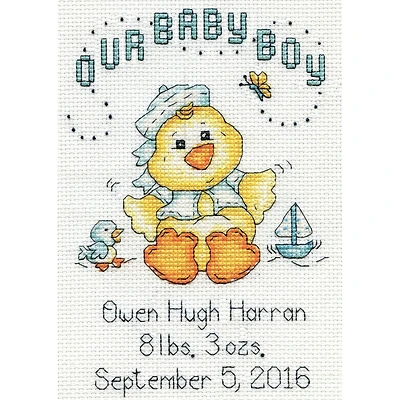 Design Works™ Baby Boy Chick Birth Record Counted Cross Stitch Kit