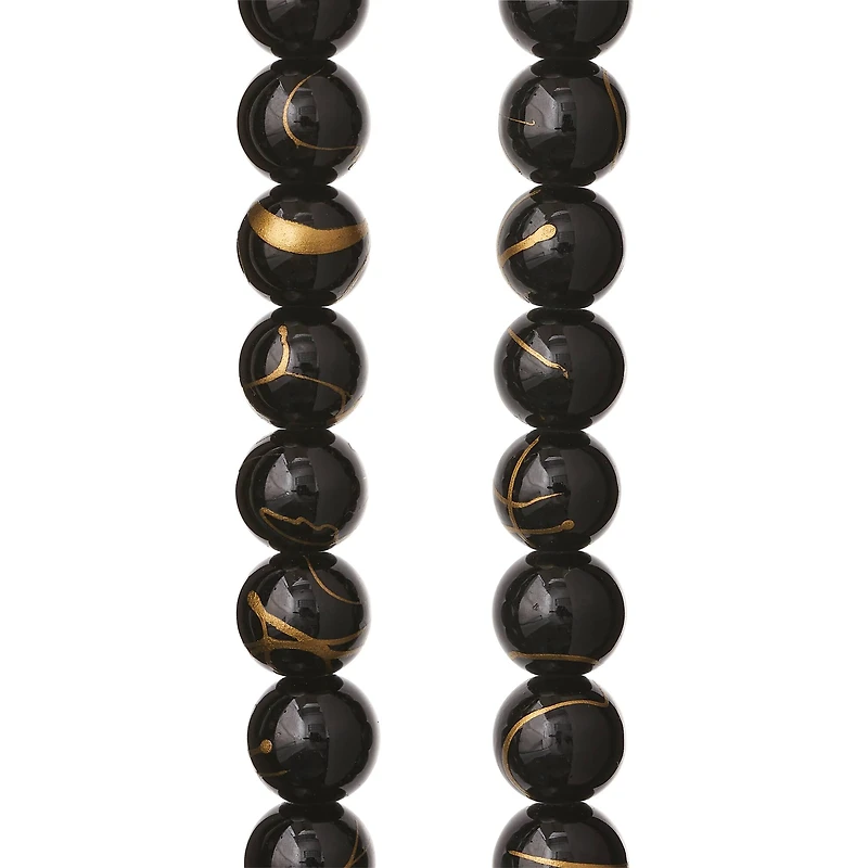 Black Coated Glass Round Beads, 8mm by Bead Landing™