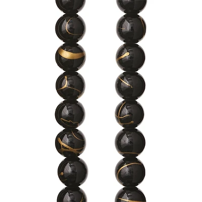 Black Coated Glass Round Beads, 8mm by Bead Landing™