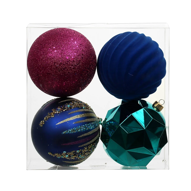 4 Pack 4.7" Jewels & Jolly Shatterproof Ball Ornaments by Ashland®
