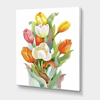 Designart - Blooming White and Orange Tulips Flower