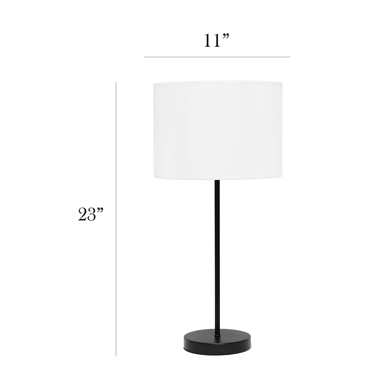 Simple Designs 23" White Fabric Shade Lamp