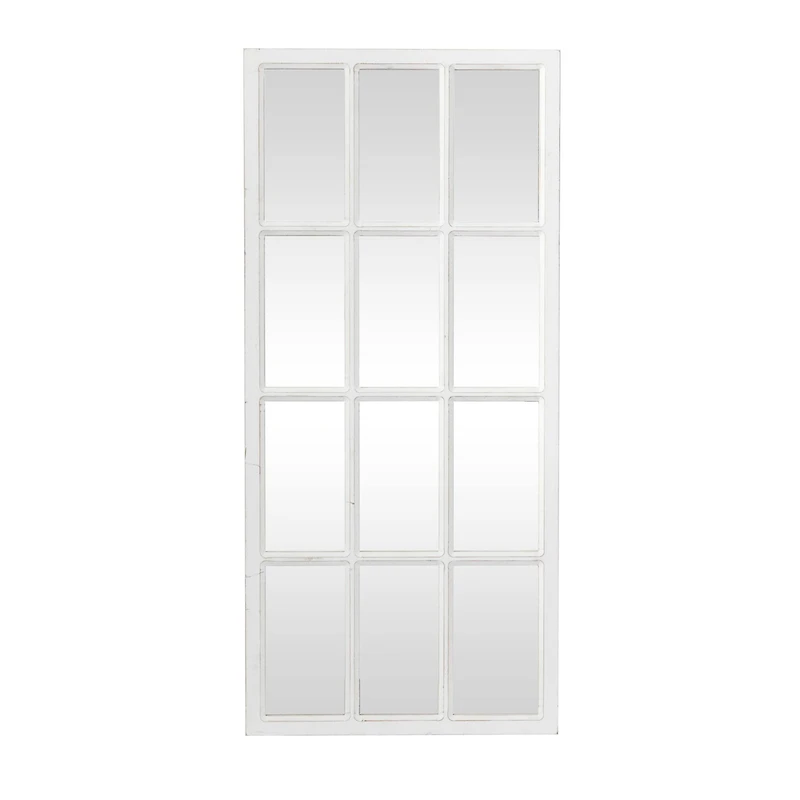 White Wood Farmhouse Rectangular Wall Mirror 48" x 22"