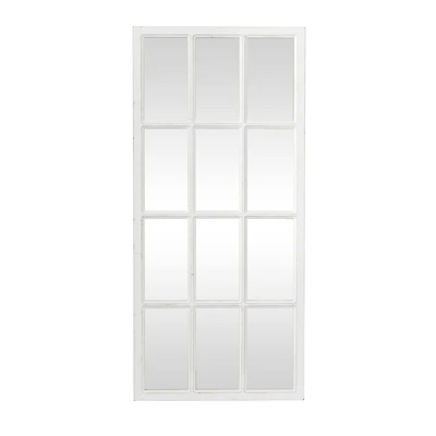 White Wood Farmhouse Rectangular Wall Mirror 48" x 22"