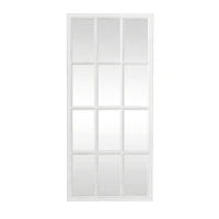 White Wood Farmhouse Rectangular Wall Mirror 48" x 22"