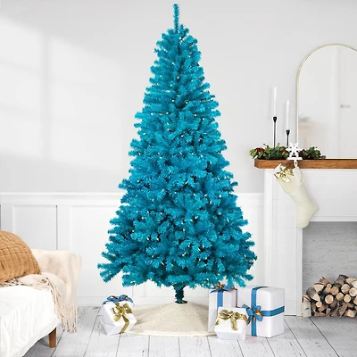 6ft. Pre-Lit Turquoise Medium Pine Artificial Christmas Tree, Clear Lights