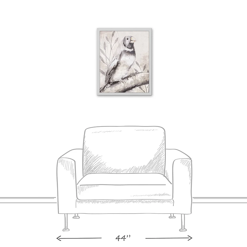 Dusty Blue Bird White Framed Canvas