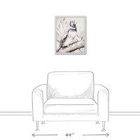 Dusty Blue Bird White Framed Canvas