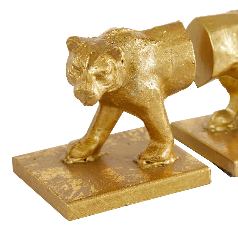 5" Gold Iron Cougar Glam Bookends
