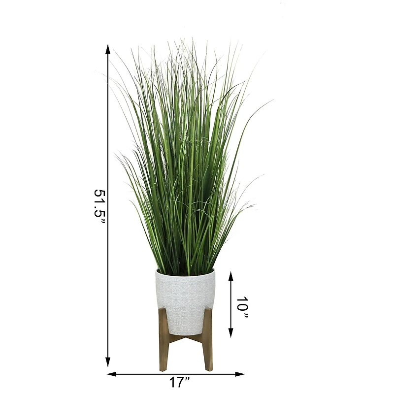 Flora Bunda® 50" Onion Grass In 10" Catheral Ceramic Pot On Stand