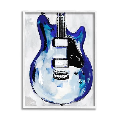 Stupell Industries Abstract Rock Guitar Body Modern Blue Painting Framed Wall Art