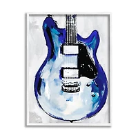 Stupell Industries Abstract Rock Guitar Body Modern Blue Painting Framed Wall Art