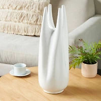 22" White Abstract 4-Opening Ceramic Vase