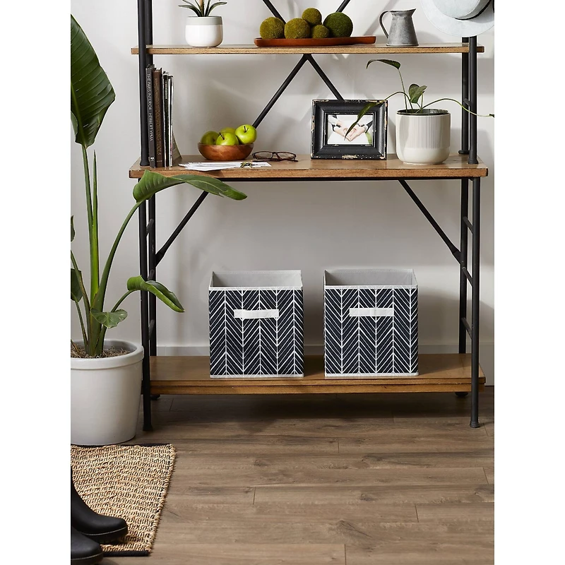 DII® 11" Black Herringbone Storage Cube, 2ct.