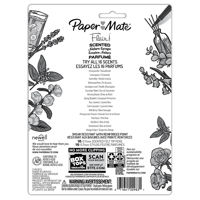 Paper Mate® Flair!® 0.7mm Medium Point Nature Escape Scented Felt Tip Pens