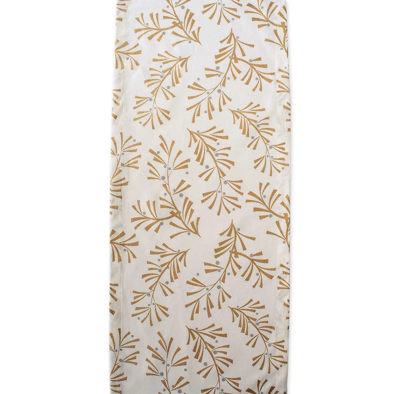 DII® 72" Metallic Holly Leaves Table Runner