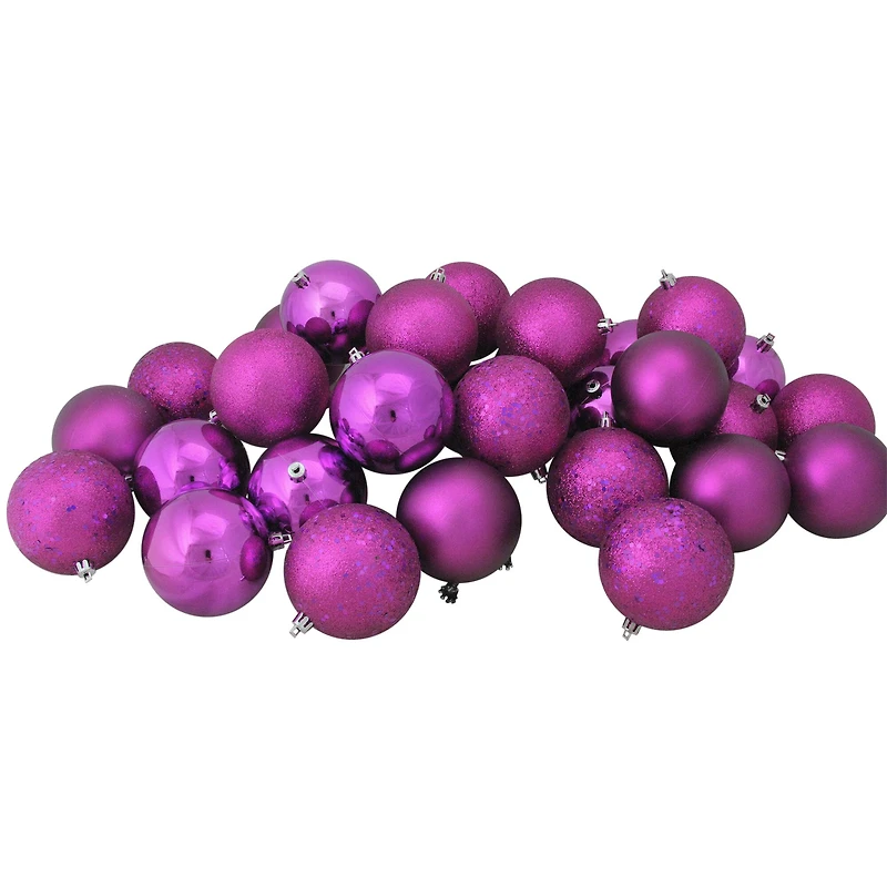 32ct Shatterproof 3.25” 4-Finish Ball Ornament, Light Magenta