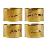 Asst Always Grateful Stamped Napkin Rings Set, 4ct.