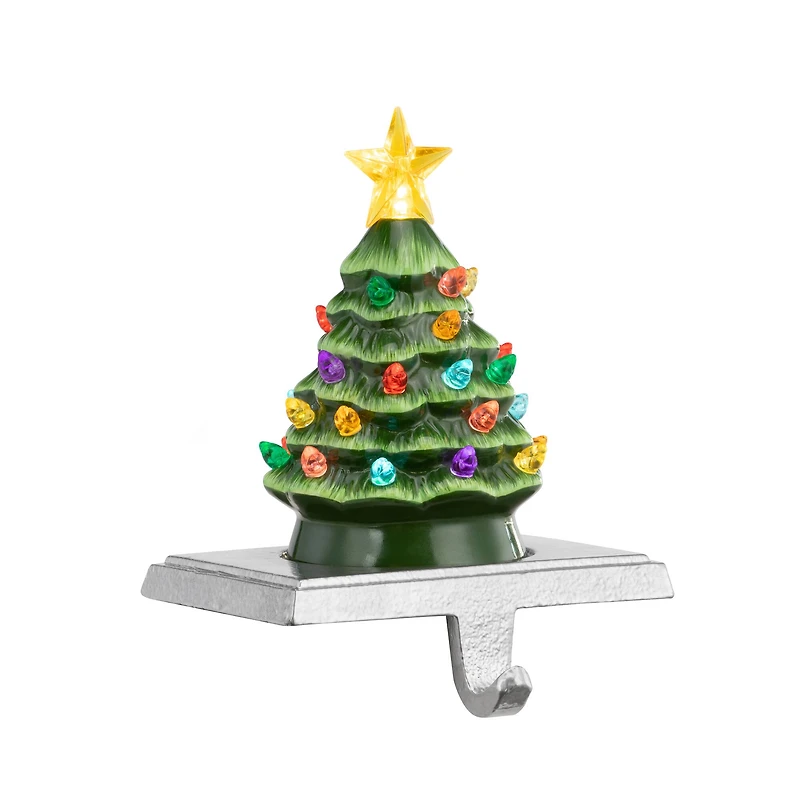 Green Tree Illuminated Stocking Hanger