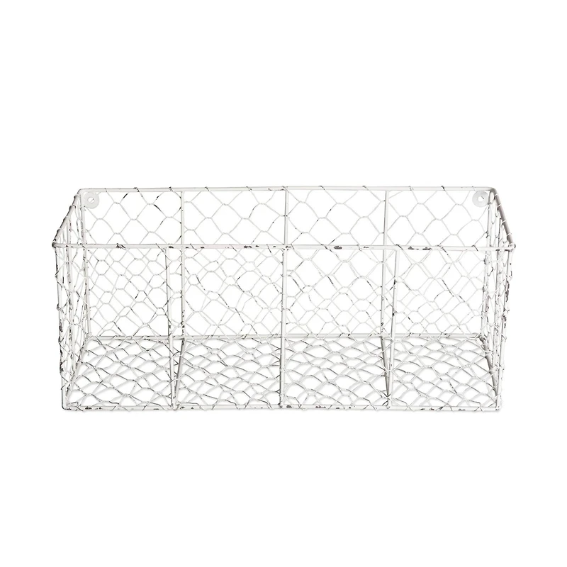 DII® Antique White Wall Mount Chicken Wire Basket Set