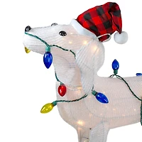 3ft. White Lighted Standing Dog Christmas Decoration