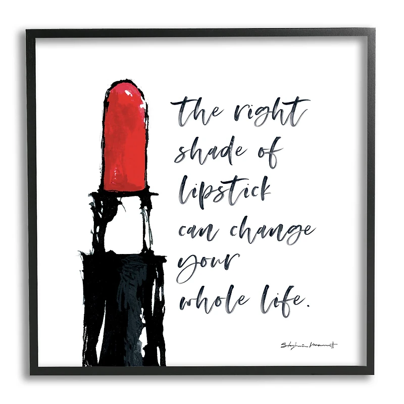 Stupell Industries Right Shade Lipstick Change Whole Life Fashion Phrase Framed Wall Art