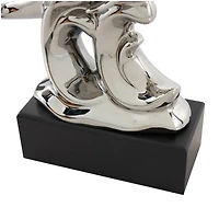 10" Silver Ceramic Dolphin Sculpture