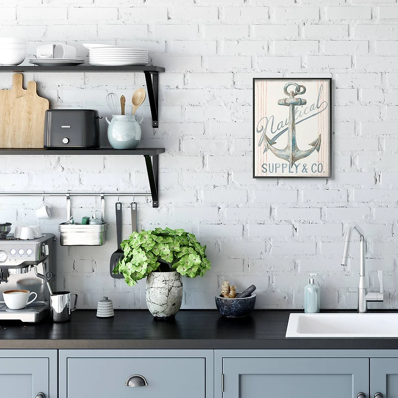 Stupell Industries Boat Anchor Black Framed Wall Art