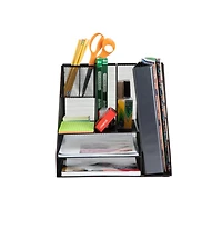 Mind Reader Black 8 Compartment Desktop Document Letter Tray