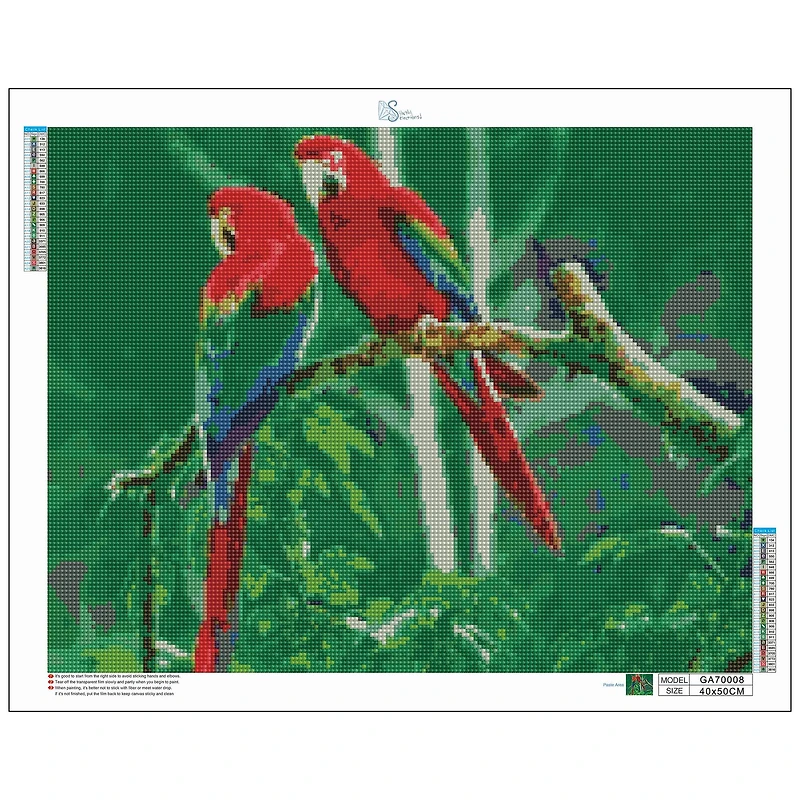 Sparkly Selections Green Winged Macaw Diamond Painting Kit, Square Diamonds