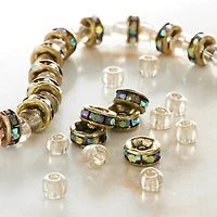 Metal Rhinestone Aurora Borealis Rondelle Beads, 6mm by Bead Landing™