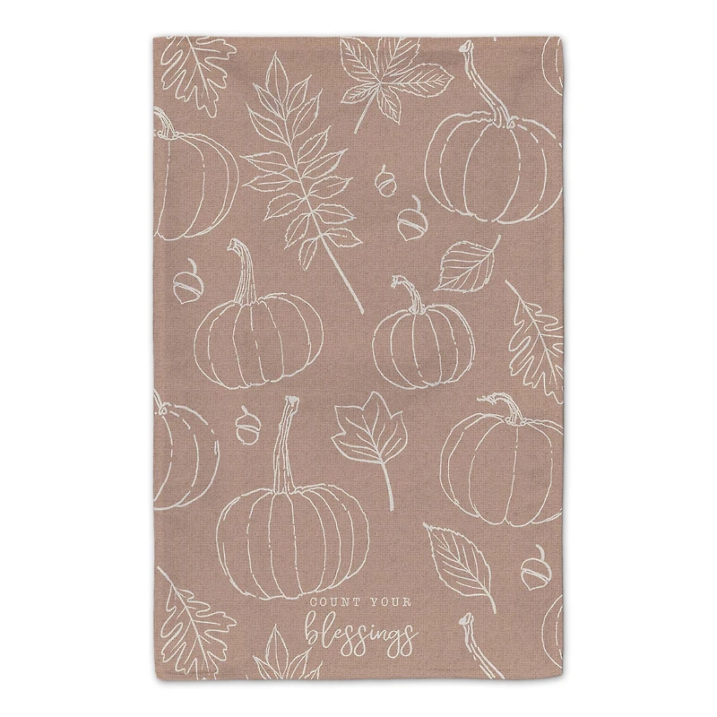 Count Your Blessings Dusty Rose Pumpkin Tea Towel Set