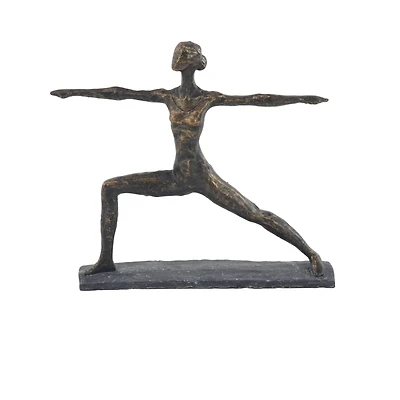 Brass Polystone Modern Sculpture, Yoga 12" x 14" x 3"