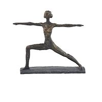 Brass Polystone Modern Sculpture, Yoga 12" x 14" x 3"
