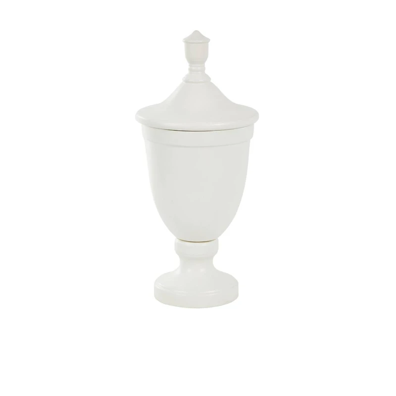 22" White Ceramic Fluted Urn Jar