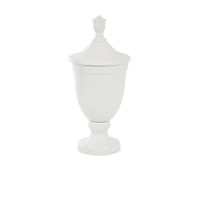 22" White Ceramic Fluted Urn Jar