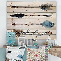 Designart - Ethnic Feathers and Flowers On Native Arrows IV