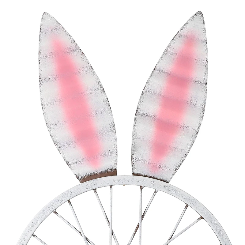 Glitzhome® 38" Easter Wheel Bunny Metal Décor