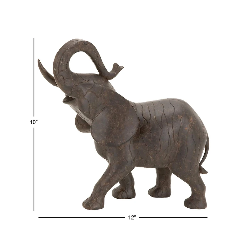 12" Gray Eclectic Elephant Sculpture