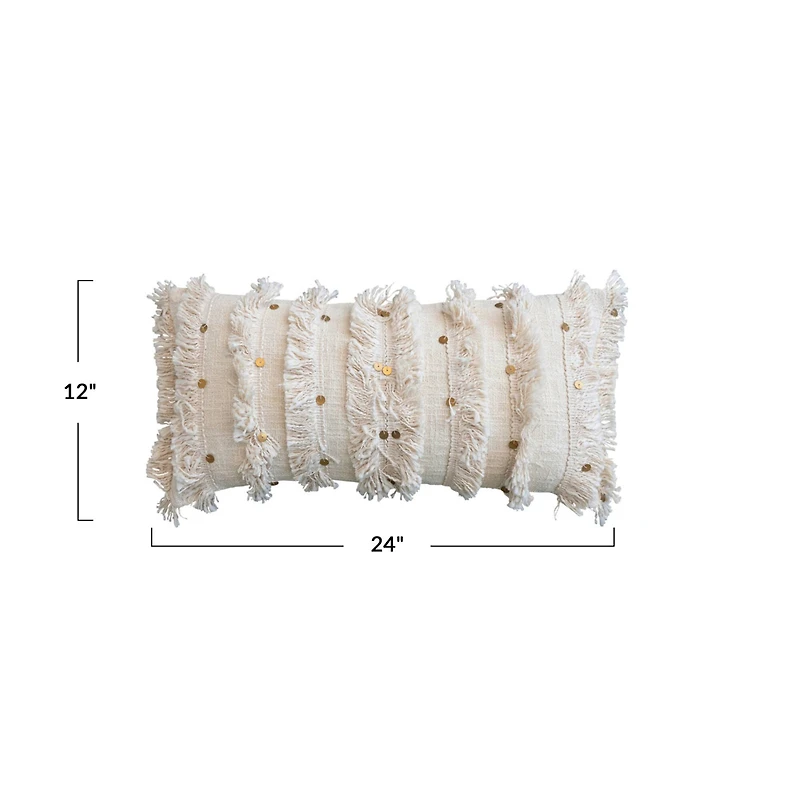 Hello Honey® 24" x 12" Cream Hand-Embroidered Moroccan Wedding Blanket-Style Lumbar Pillow
