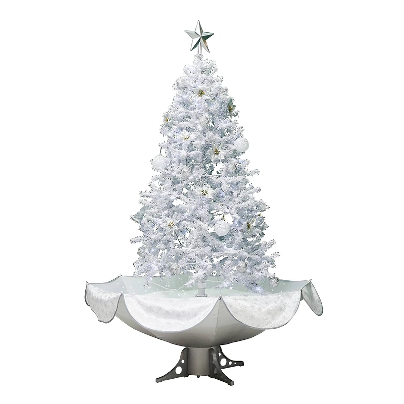 6ft. Pre-Lit Musical Snowing Artificial Tinsel Christmas Tree, White LED Lights