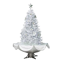 6ft. Pre-Lit Musical Snowing Artificial Tinsel Christmas Tree, White LED Lights