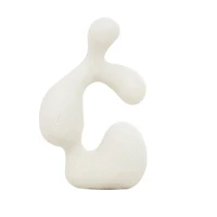 11" White Polystone Abstract Curved Shaped Sculpture with Speckled Texturing