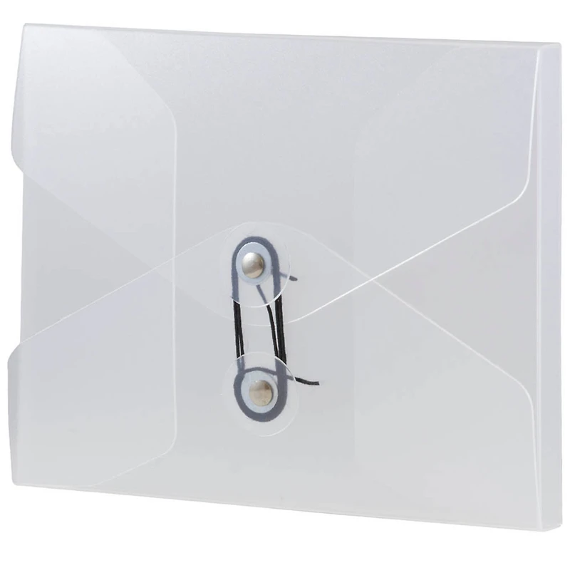 JAM Paper Clear 5.25" x 6.75" Button & String Plastic Portfolio