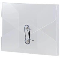 JAM Paper Clear 5.25" x 6.75" Button & String Plastic Portfolio