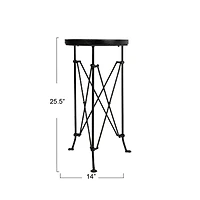 Hello Honey® 2ft. Black Wood Top Modern Round Metal Accent Table