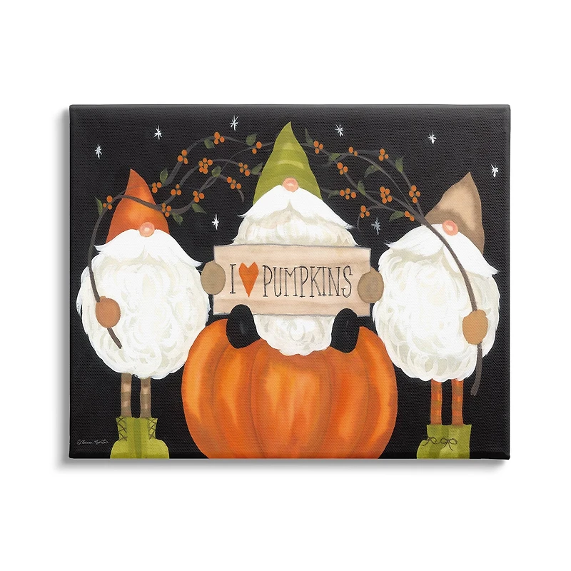 Stupell Industries I Love Pumpkins Seasonal Gnomes Canvas Wall Art